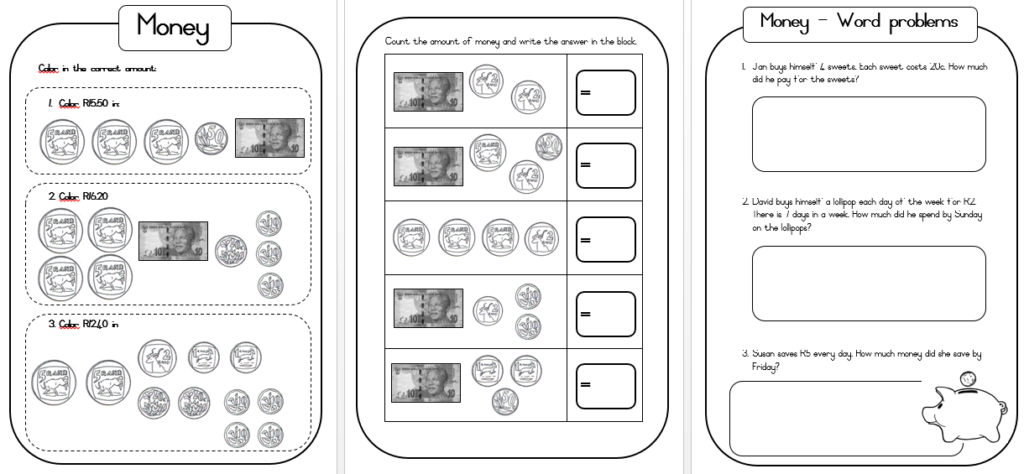 Money worksheets - Juffrou 911