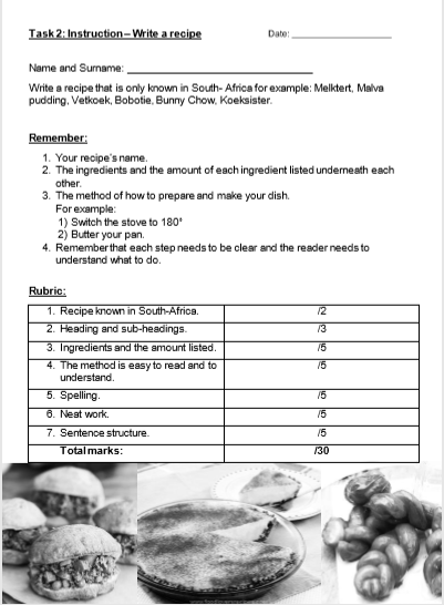 Grade 4 English Fal Write A Recipe Marie Steyn Juffrou 911