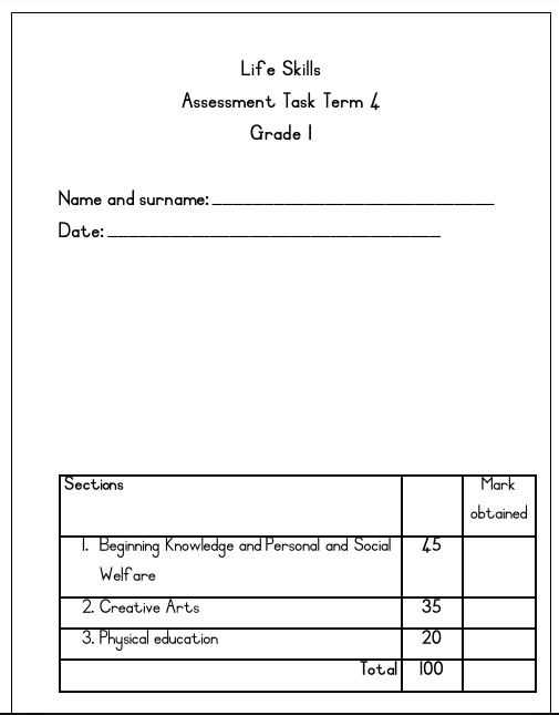 grade 1 life skills term 4 2017 juffrou 911
